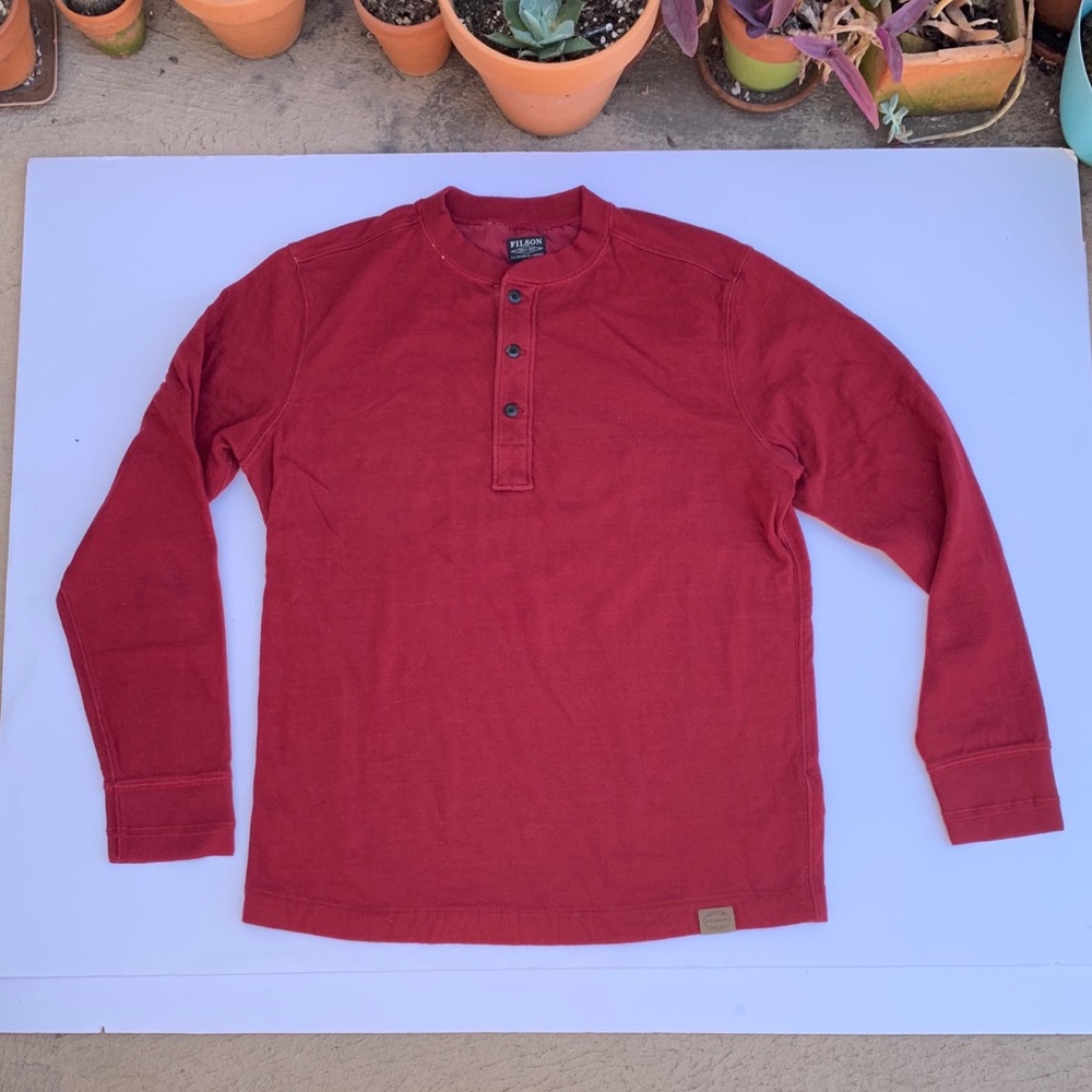 Filson Red Long Sleeve Henley Sweatshirt